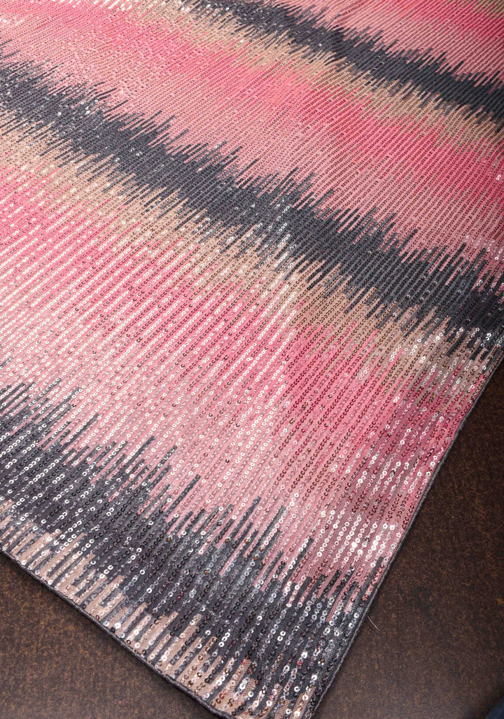 Ombre Pink and Gray Sequins on Net Saree