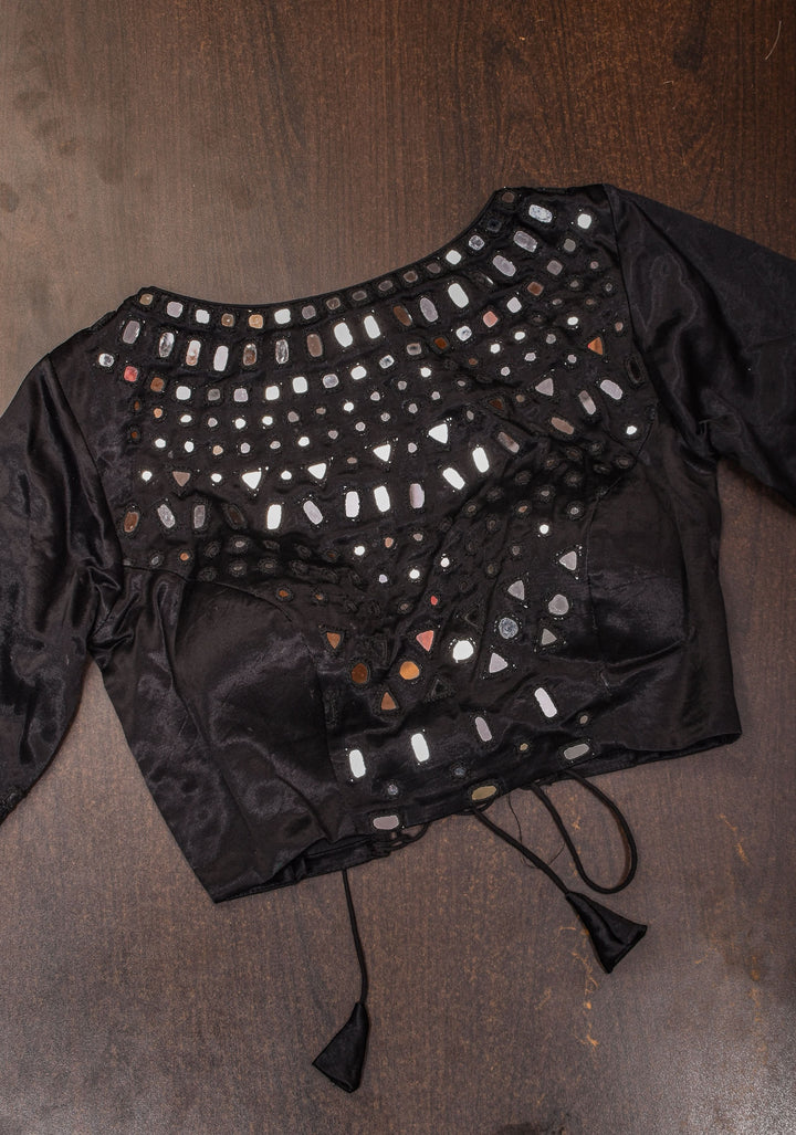 Made To Order: Black Mirror Embroidery blouse, Customizable