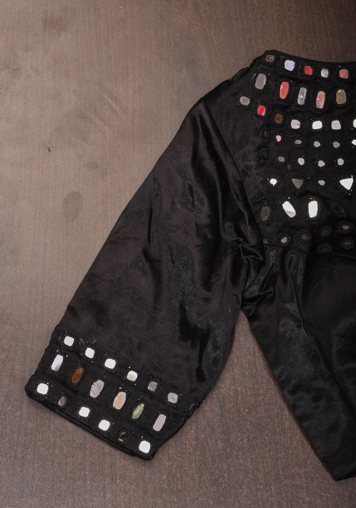 Made To Order: Black Mirror Embroidery blouse, Customizable