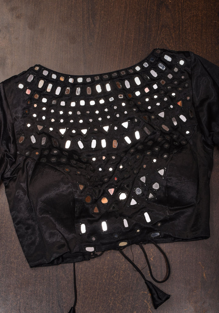 Made To Order: Black Mirror Embroidery blouse, Customizable