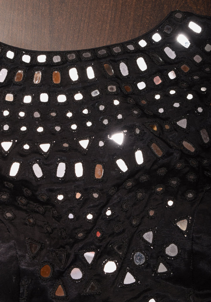 Made To Order: Black Mirror Embroidery blouse, Customizable