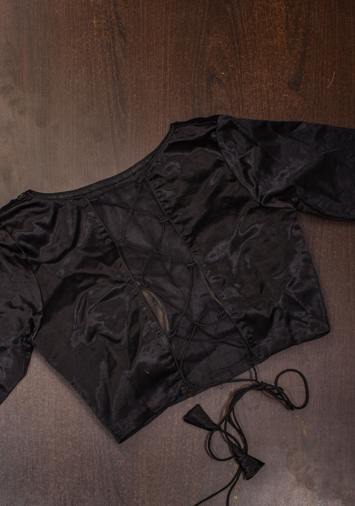 Made To Order: Black Mirror Embroidery blouse, Customizable