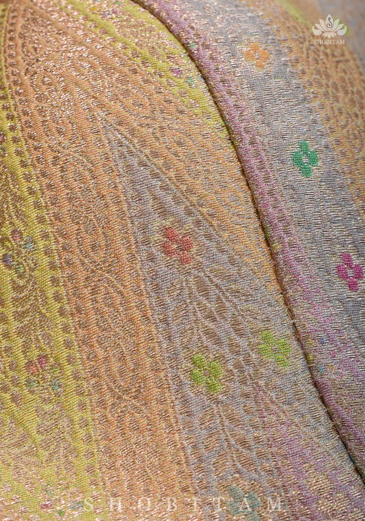 Banarasi Brocade Pastel Mix and Match Blouse with Side-back Closure and Potli Buttons