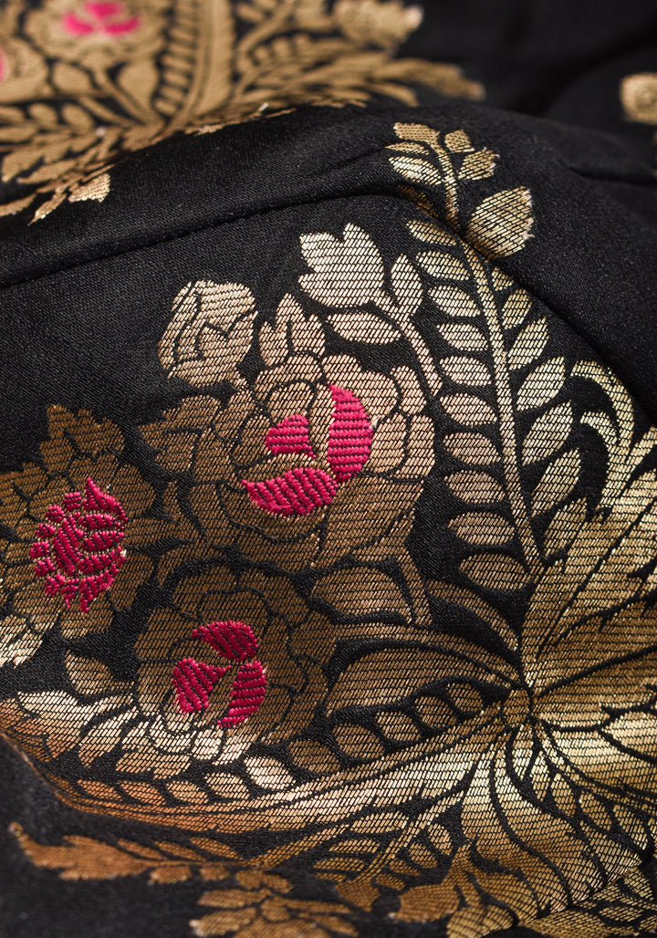 Black Meenakari halter neck mix and match blouse for saree, Made to Order