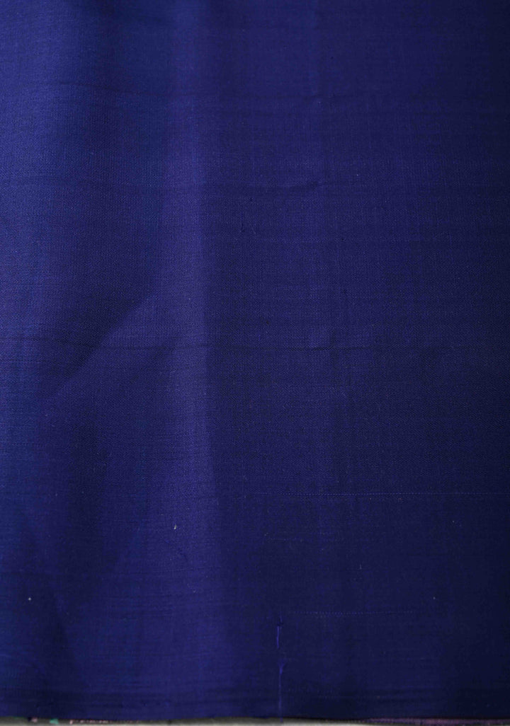 Borderless Checks Green Kanjivaram Soft Silk Saree with Peacock Buttas  | SILK MARK CERTIFIED