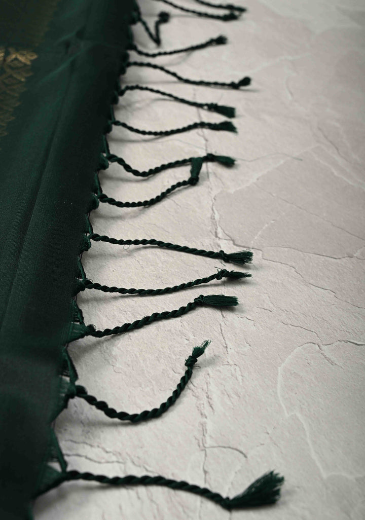 Black Fusion Ikkat Kanjivaram Soft Silk Saree with Weave Jaal and Zari Border | SILK MARK CERTIFIED