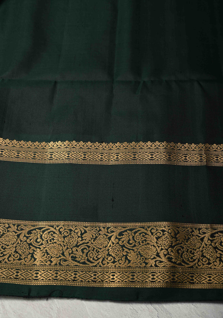 Black Fusion Ikkat Kanjivaram Soft Silk Saree with Weave Jaal and Zari Border | SILK MARK CERTIFIED