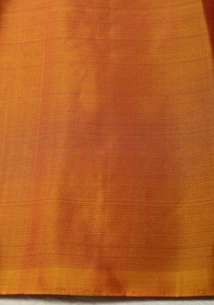 Peacock Blue Dual tone Borderless Kanjivaram Soft Silk Saree with Gold-Silver Buttas and Contrast Pallu | SILK MARK CERTIFIED