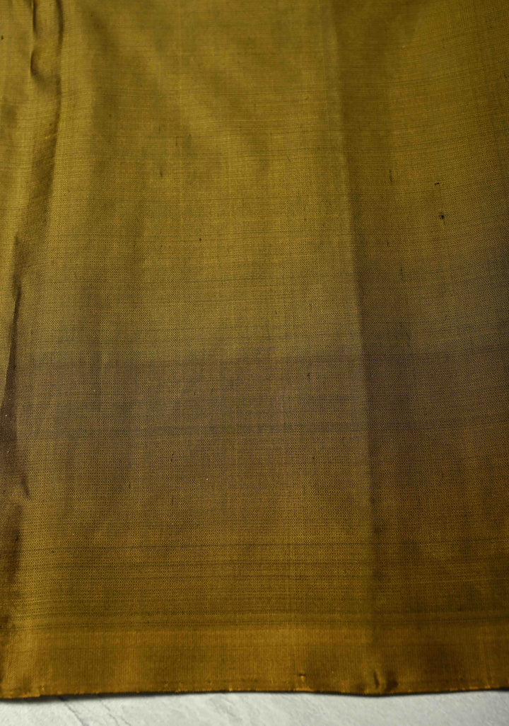 Mehendi Green Pin Zari Stripes on Kanjivaram Soft Silk Saree with Zari Buttas and Zari Border | SILK MARK CERTIFIED