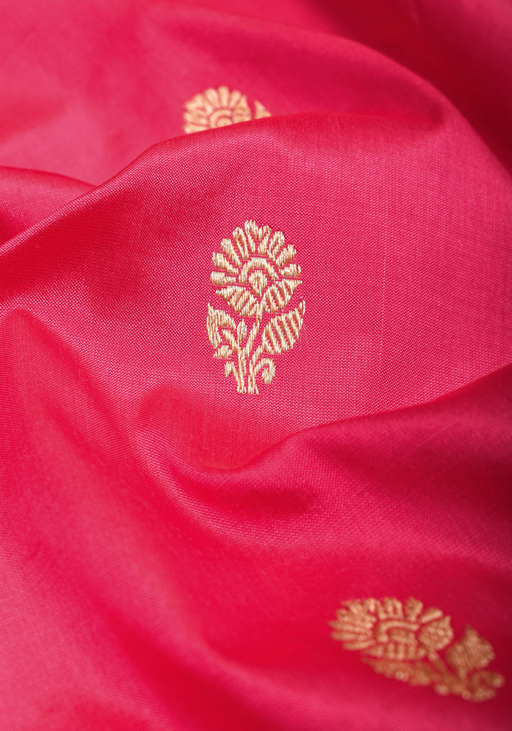 Pink Banarasi Katan Silk with Laccha Butti and Meenaakari Paisley Pallu | SILK MARK CERTIFIED