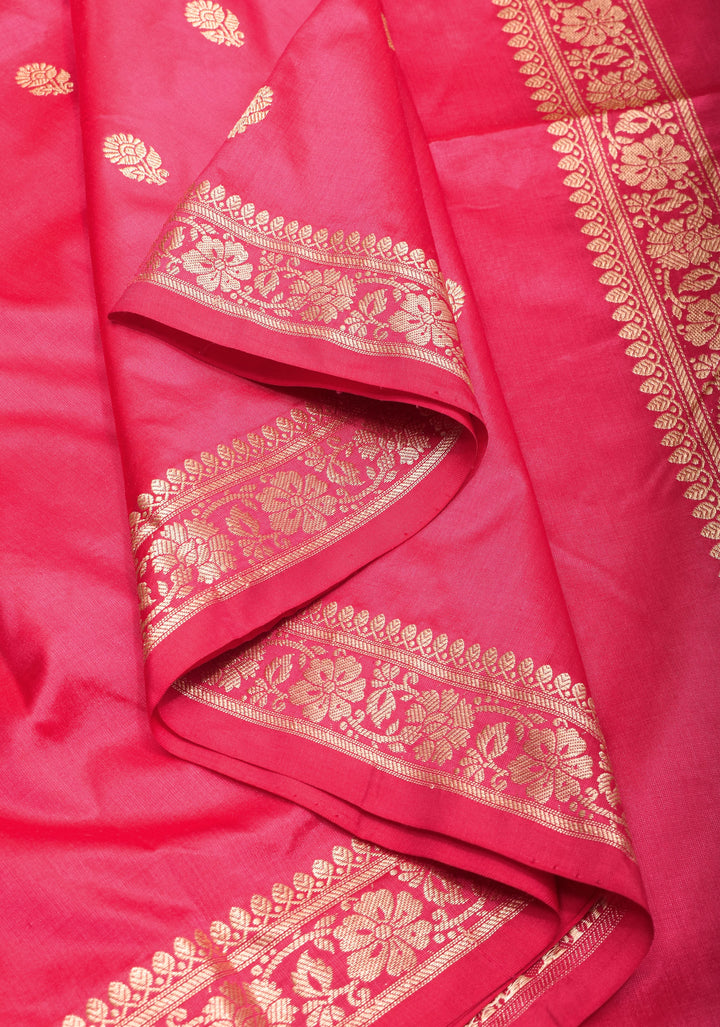 Pink Banarasi Katan Silk with Laccha Butti and Meenaakari Paisley Pallu | SILK MARK CERTIFIED