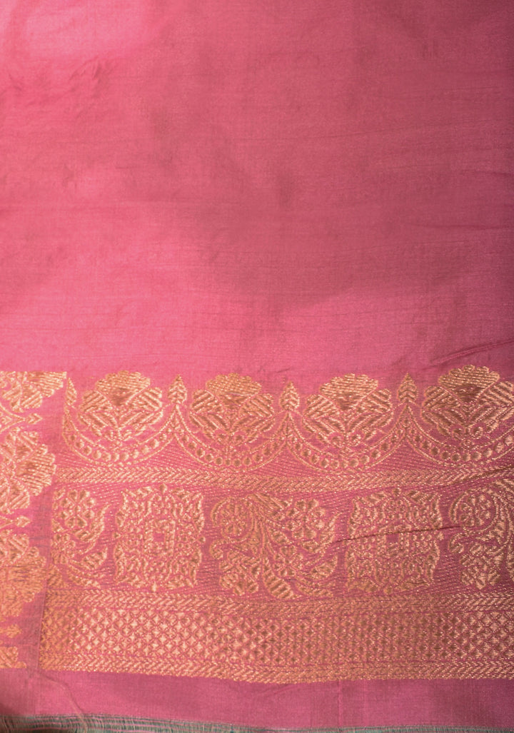 Pastel Multicolor Banarasi Katan Silk Saree with zari stripes and Scallop border | SILK MARK CERTIFIED