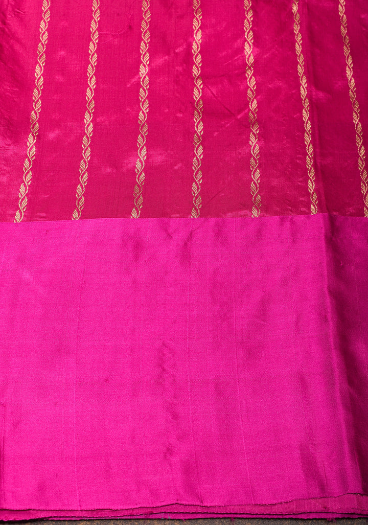Cyan Pure Banarasi Katan Silk Saree with Multicolor Stripes, chunri buttas  and Contrast Zari Border | SILK MARK CERTIFIED