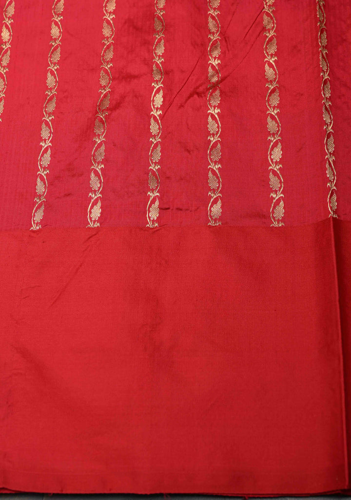 Multi color Chunri Buttis on Pure Banarasi Katan Silk Saree with Color Panels and Scallop Border | SILK MARK CERTIFIED