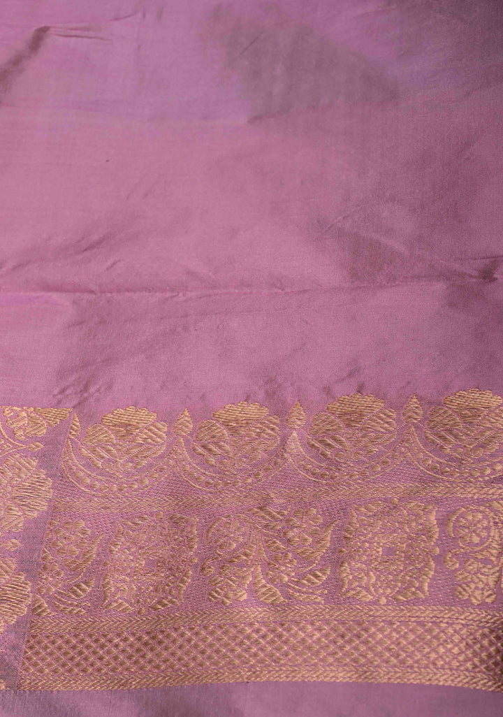 Multicolor Vertical Stripes on Banarasi Katan Silk Saree with Rangkaat Inspired Style Pattern and Scallop Border | SILK MARK CERTIFIED