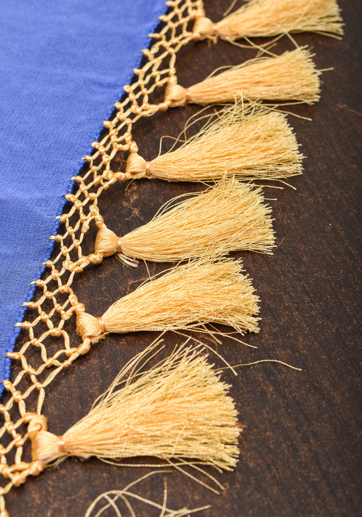 Dupatta: blue shade pure bandhej banarasi silk georgette dupatta with jaal pattern| Silk Mark Certified