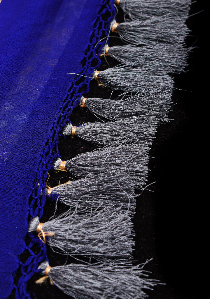 Authentic Hand Bandhej Banarasi Silk Georgette Saree in Gray and Blue Ombre | SILK MARKED CERTIFIED