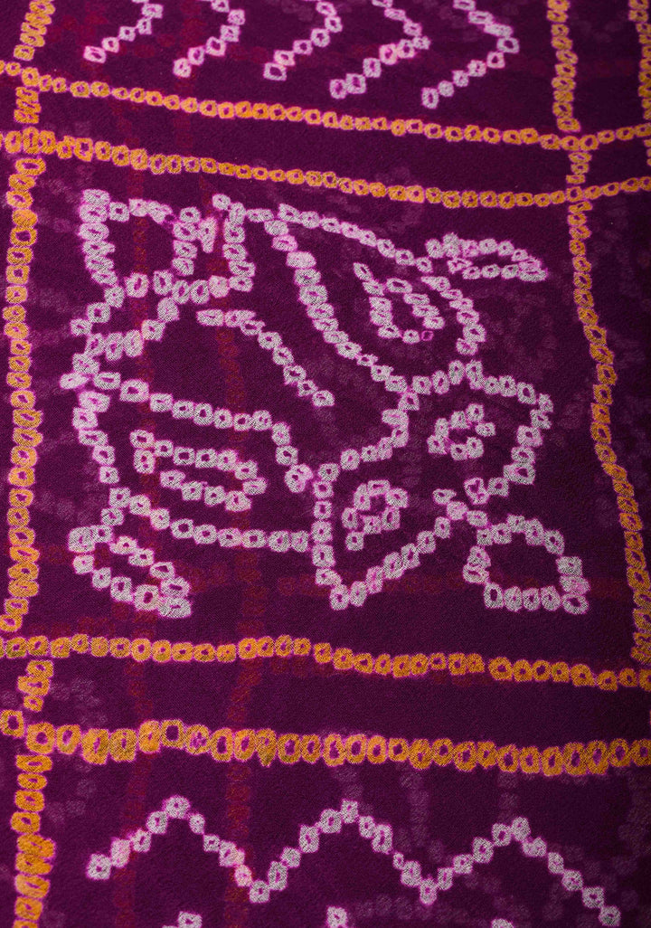 Purple Authentic Sarkam Bandhej Silk Georgette Banarasi Saree with Zari detailing | SILK MARK CERTIFIED