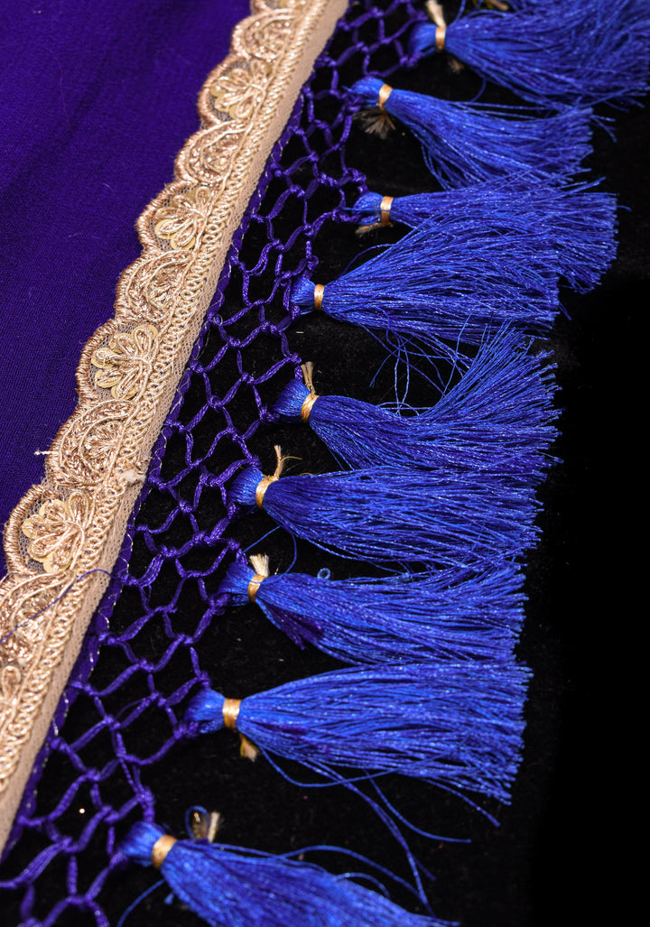 Blue Purple Ombre Authentic Hand Bandhej on Shikaargah Skirt Border Banarasi Silk Georgette Saree with sequin trim| SILK MARKED CERTIFIED