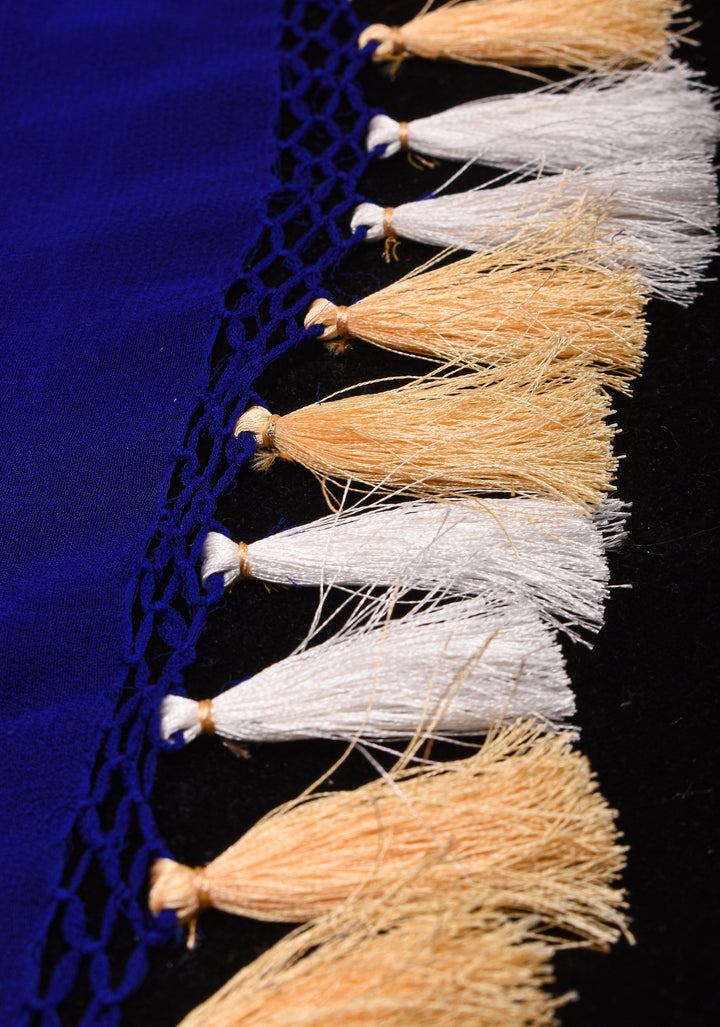 Blue Authentic Sarkam Bandhej Silk Georgette Saree with Alfi Sona Rupa Floral border | SILK MARK CERTIFIED