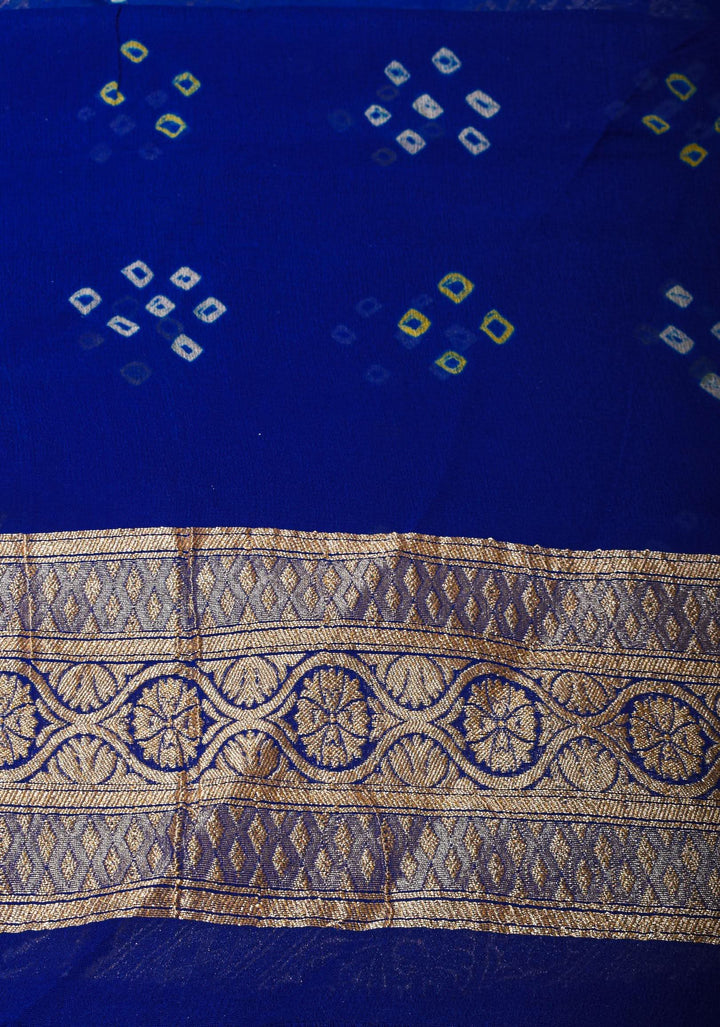 Shades of Blue and Beige ombre Georgette Pure Banarasi silk Saree | SILK MARK CERTIFIED