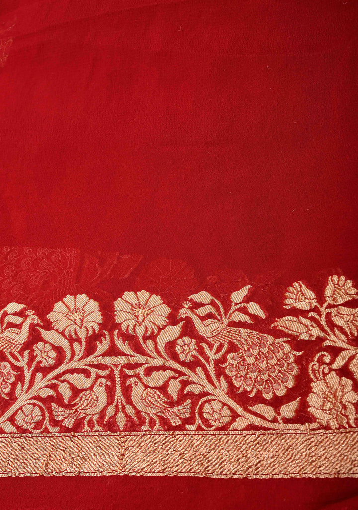 Teal Blue Banarasi Georgette Silk Saree with Zari Jaal and Resplendent Peacock Meenakari Pallu | SILK MARK CERTIFIED (Copy)