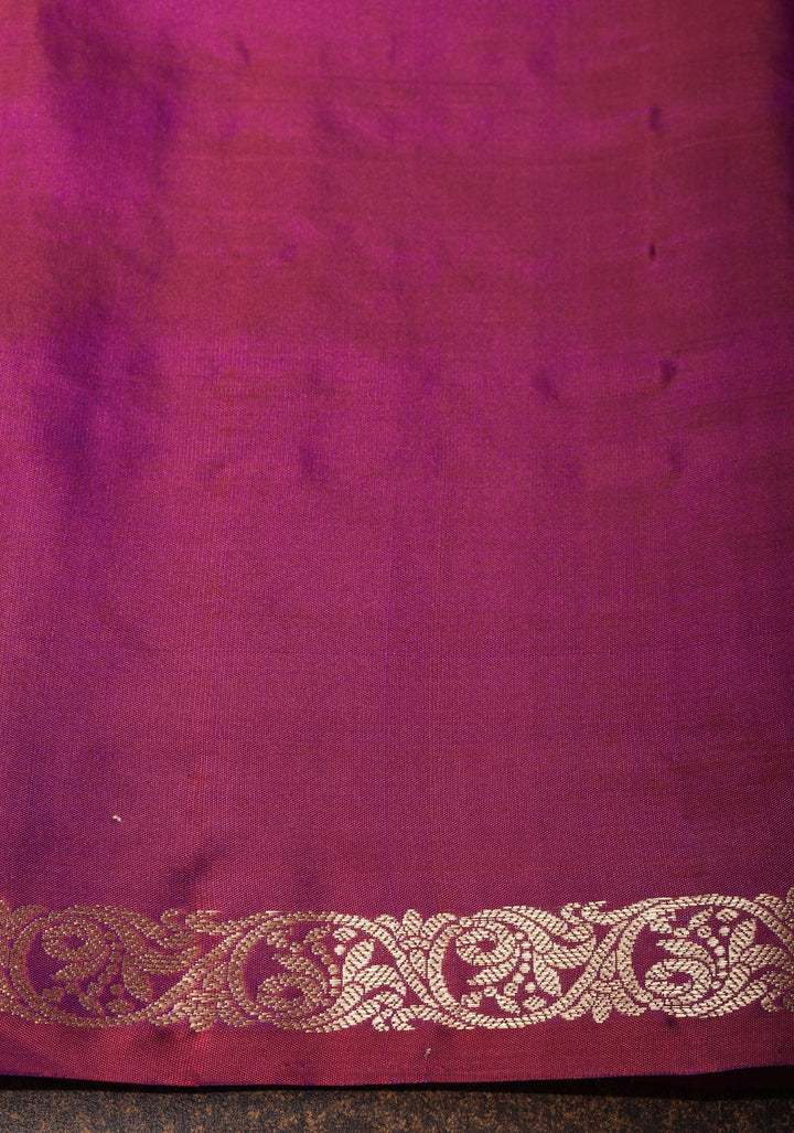 Blue Dual Tone Kanjivaram Soft Silk Saree with Zari Stripes and short width borders | SILK MARK CERTIFIED