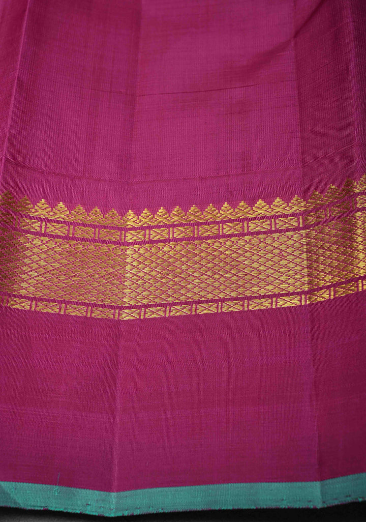 Korvai Weave Dewy Lilac Kanjivaram Silk Saree with Distinct Damask Motif On contrast Zari Border | SILK MARK CERTIFIED