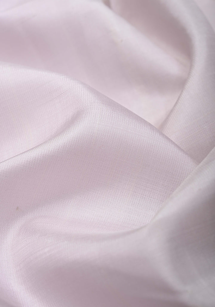 Korvai Weave Dewy Lilac Kanjivaram Silk Saree with Distinct Damask Motif On contrast Zari Border | SILK MARK CERTIFIED