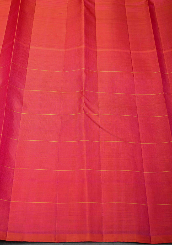 Dusty Pista Green Kanjivaram Silk Saree with Checks Pattern and Distinct Motifs on Contrast Wide 17" Temple Border | SILK MARK CERTIFIED