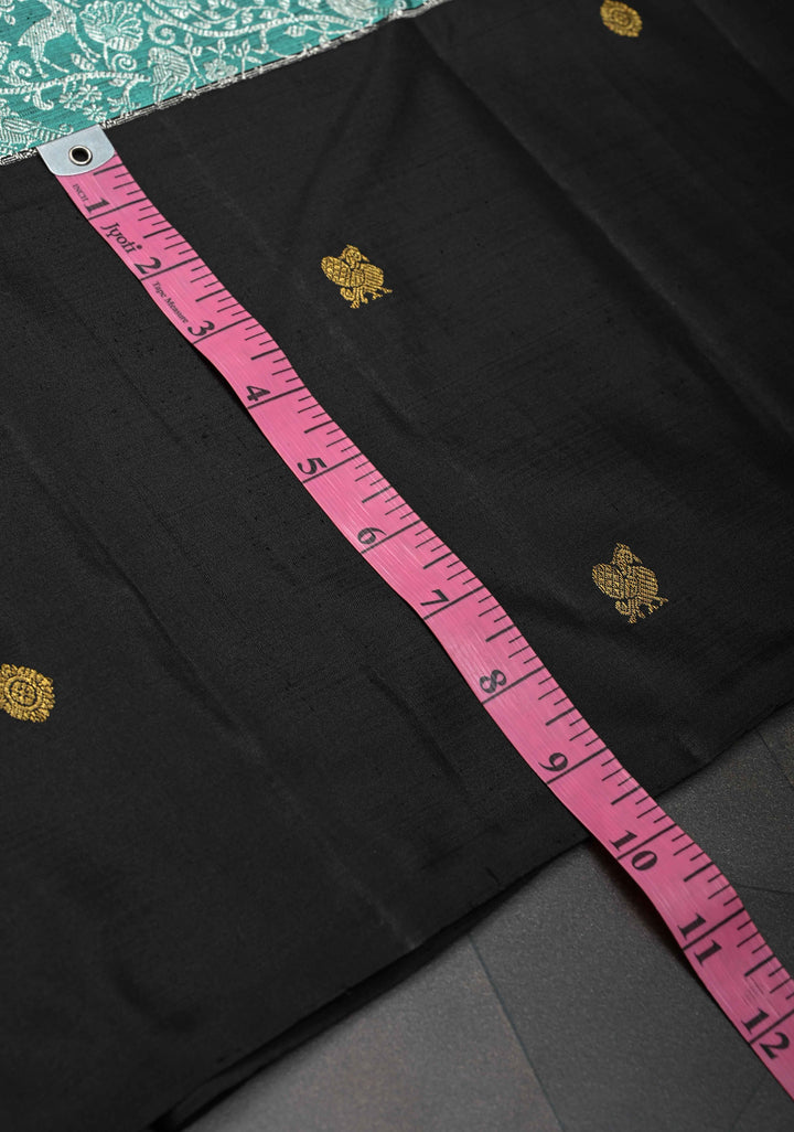 Sage Green  Kanjivaram Silk Saree with Vanasingaram Brocade Body and Dainty Zari Buttas on Wide Contrast Border | SILK MARK CERTIFIED