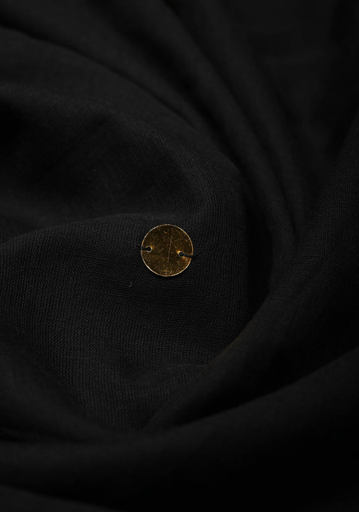 Black Bengal Cotton saree in With Tikki work and Long Tassels