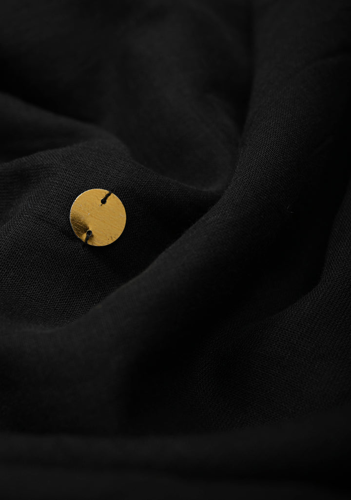 Black Bengal Cotton saree in With Tikki work and Long Tassels