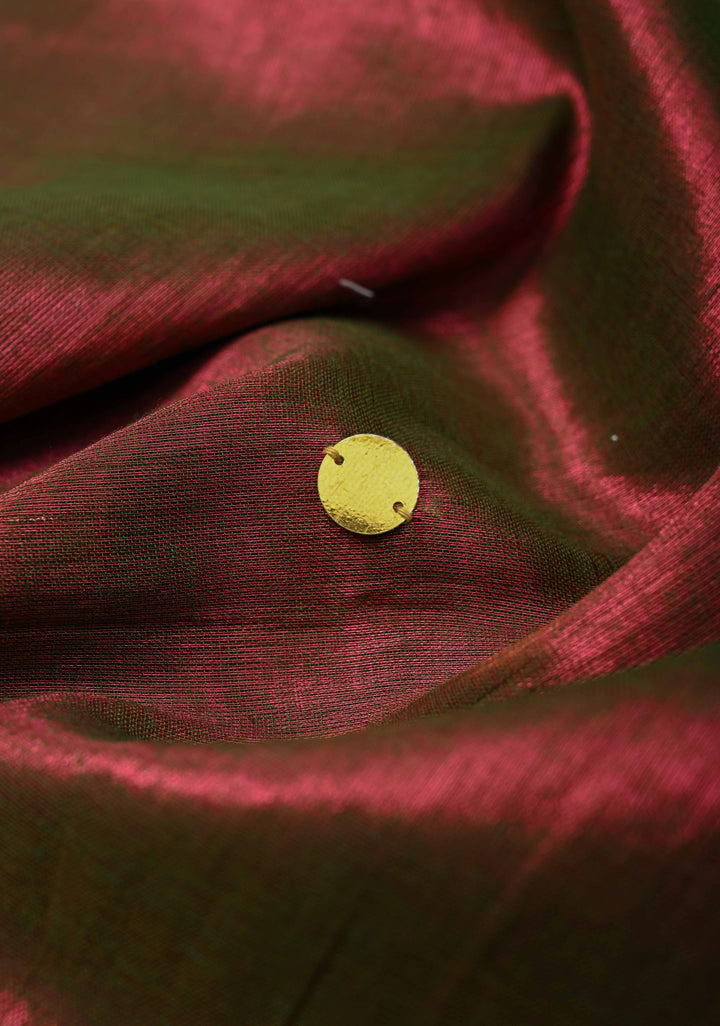 Purple and Green dual tone Tissue By Tissue saree With Tikki work and Long Tassels