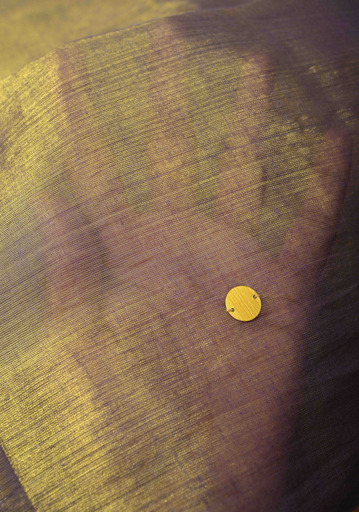 Lime green and Lilac dual tone Tissue By Tissue saree With Tikki work and Long Tassels