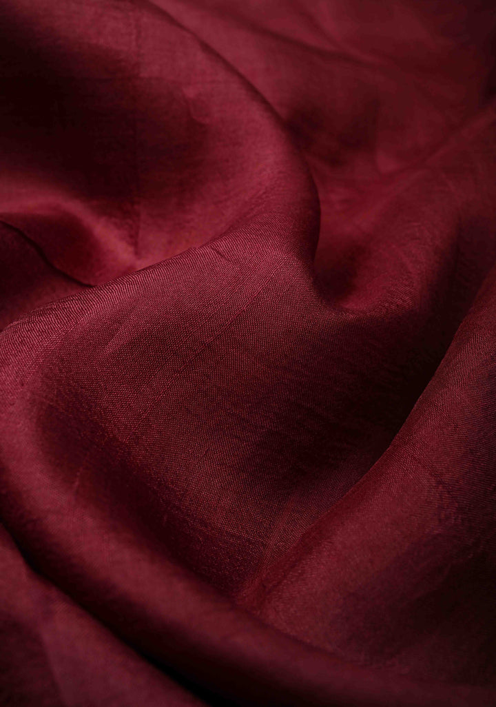 Bishnupuri Silk Saree with Floral Hand Wax Batik Silk Saree in Beige and Maroon | SILK MARK CERTIFIED