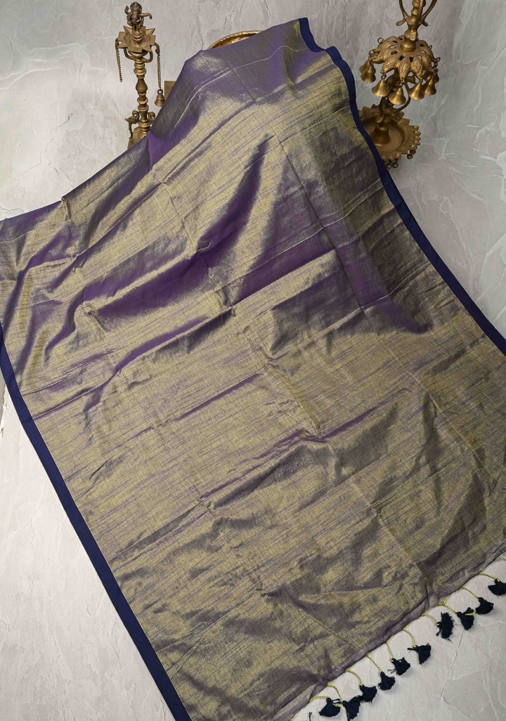 Blue Tissue by Tissue Saree with Minimal Borders