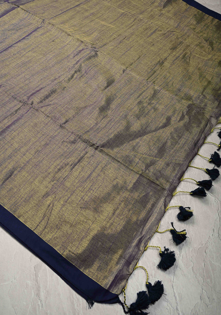 Blue Tissue by Tissue Saree with Minimal Borders