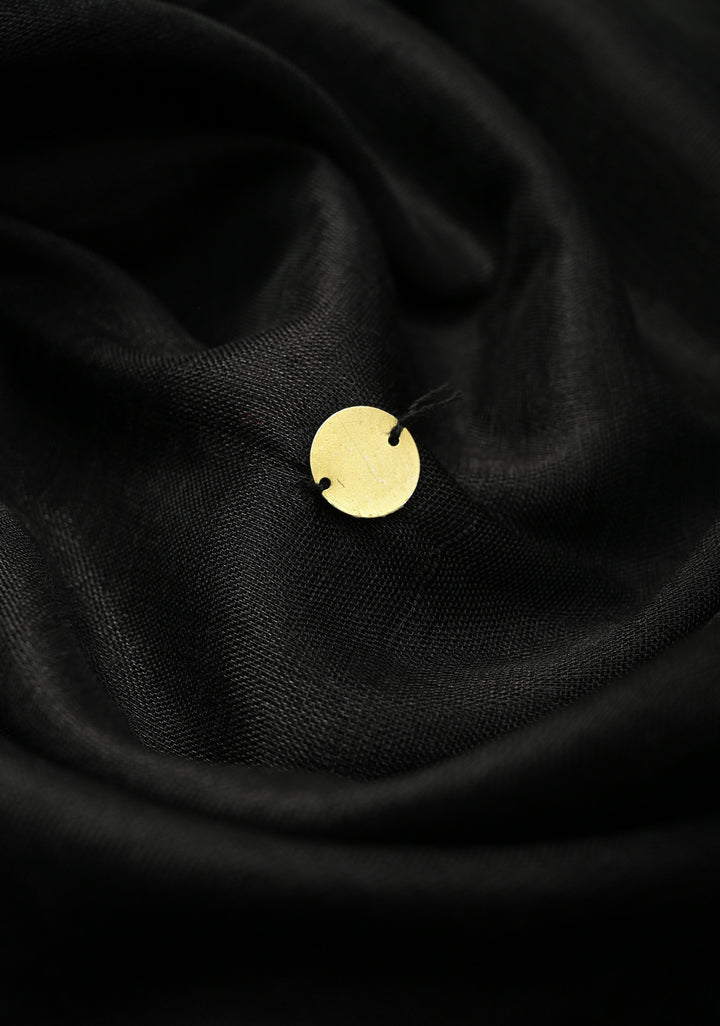 Black Cotton Organza Saree with Tikki Work and Long Tassels.