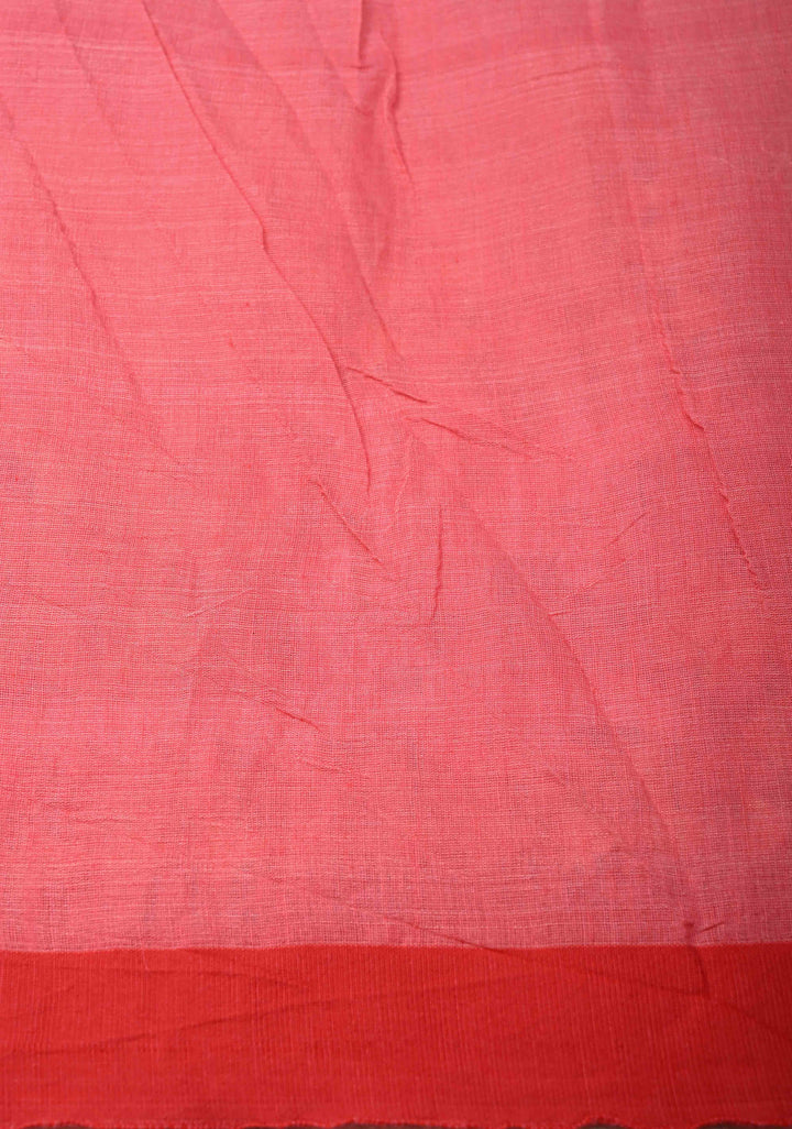 Light Pink Bengal Cotton Muslin Saree with Jamdhani Style Butta,Border and long tassels