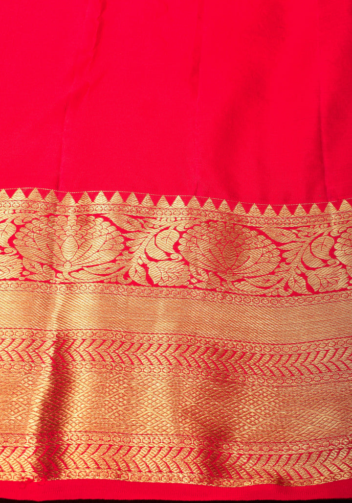 Vanasingaram Brocade Pure Kanjivaram Silk Saree in Red with zari border | SILK MARK CERTIFIED