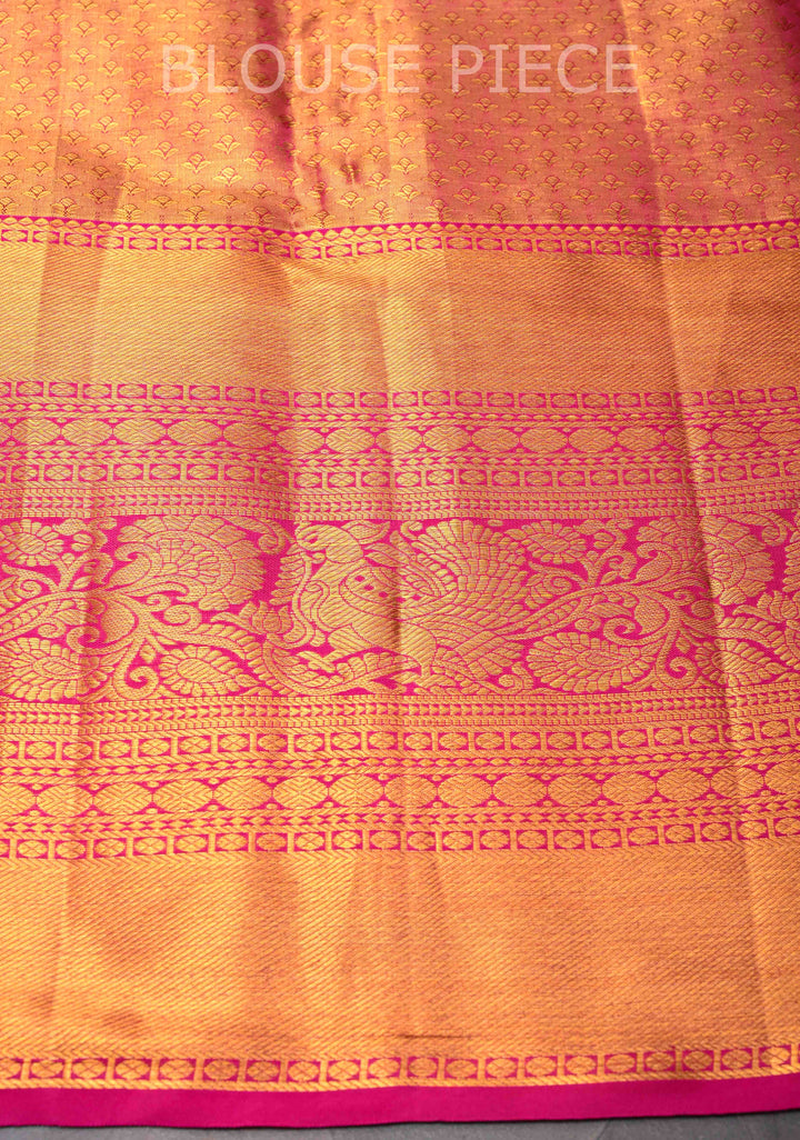 Mint Green Tissue Kanjivaram Silk Saree with Meenakari Floral Leheria Design and Contrast Zari Border | SILK MARK CERTIFIED