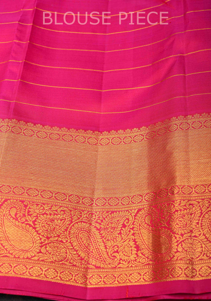 Purple Dual tone Zari Checks Kanjivaram Silk Saree with Zari Buttis and Contrast Zari Border | SILK MARK CERTIFIED