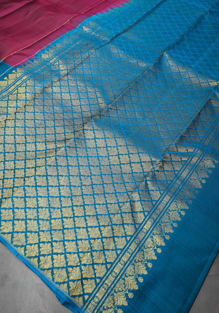 Maroon Kanjivaram Pure Silk Saree With Zari Buttas And Wide Zari Border | SILK MARK CERTIFIED