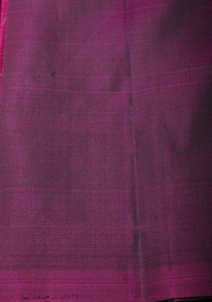 Green Zari Stripes Pure Kanjivaram Silk Saree with Geometric Motifs and Contrast Half Skirt Border  | SILK MARK CERTIFIED