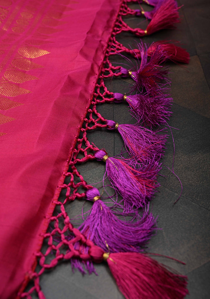 Purple Dual Tone Stunning Half Border Kanjivaram Pure Silk saree with Zari Brocade | SILK MARK CERTIFIED