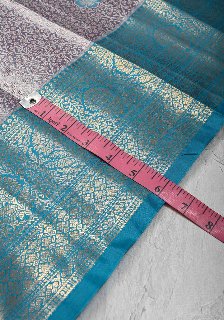 Lilac Brocade Jaal Lilac Kanjivaram Tissue Semi Silk Saree with Contrast Zari Border