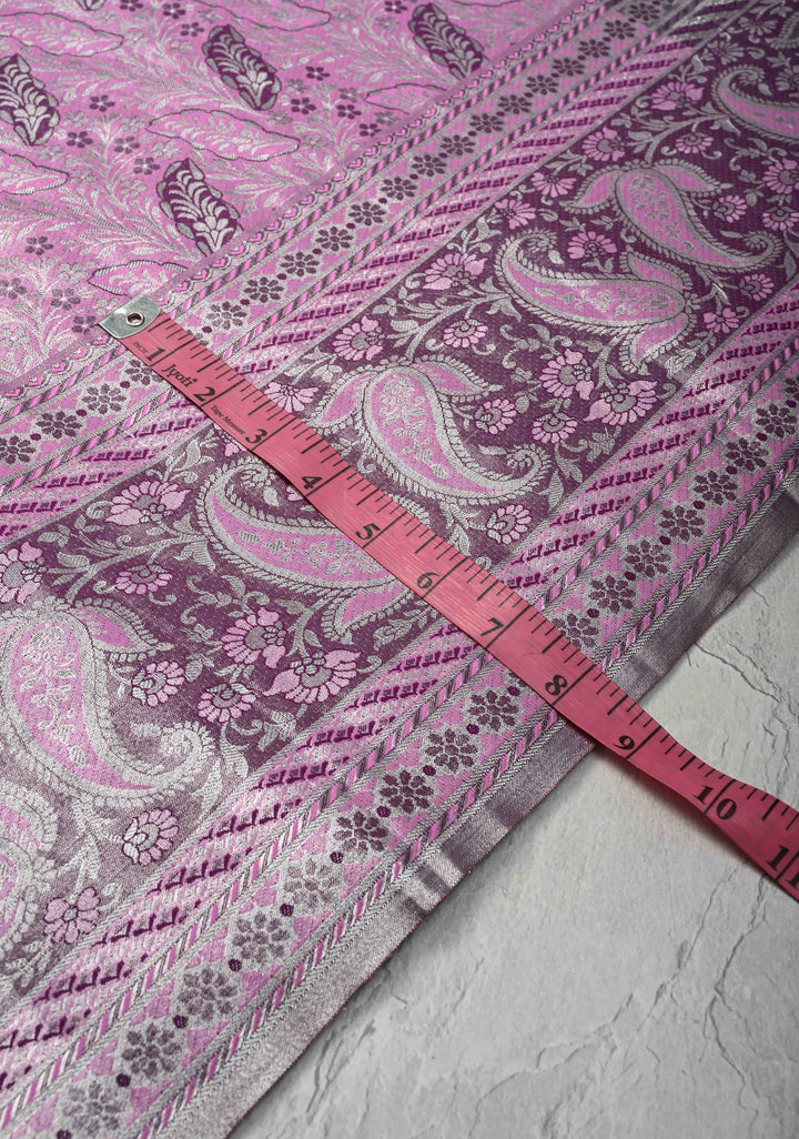 Orchid Kanjivaram Tissue Semi Silk Saree with Meenakari Floral Brocade and Zari Border