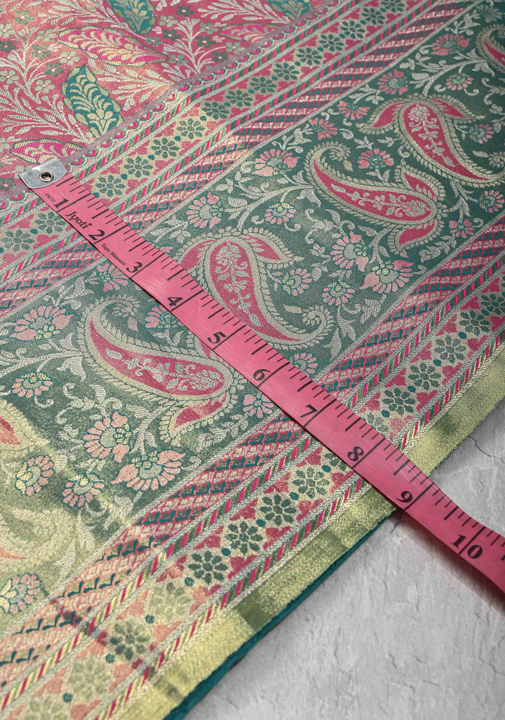 Pink Kanjivaram Tissue Semi Silk Saree with Brocade and Contrast Zari Border