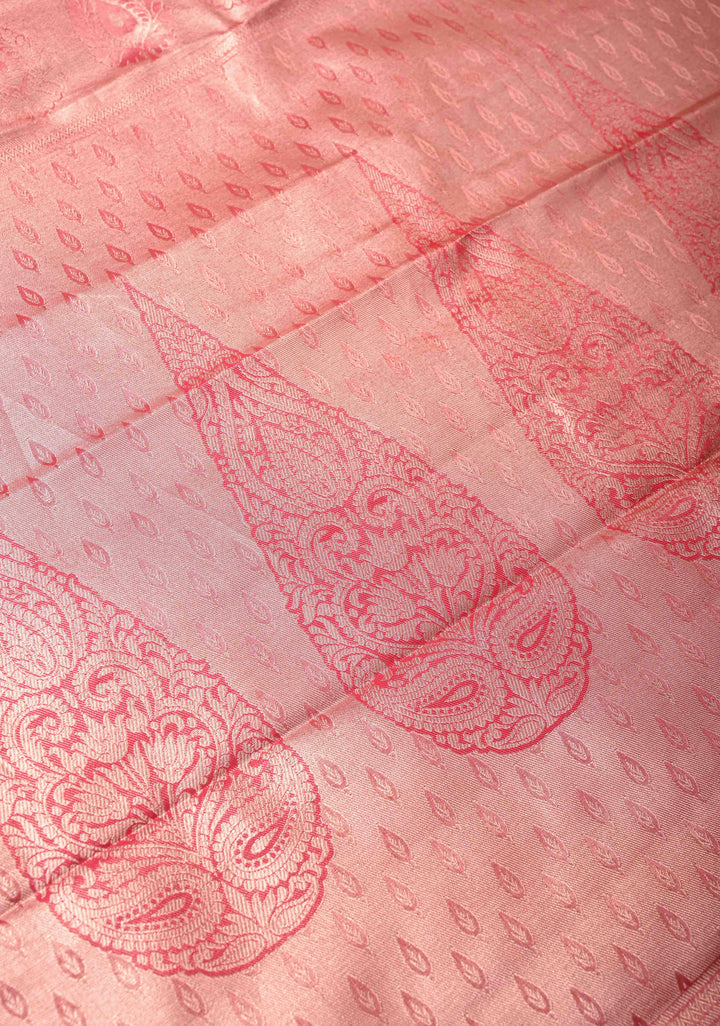Plum Kanjivaram Tissue Semi Silk Saree with Meenakari Floral Jaal Brocade and Zari Border
